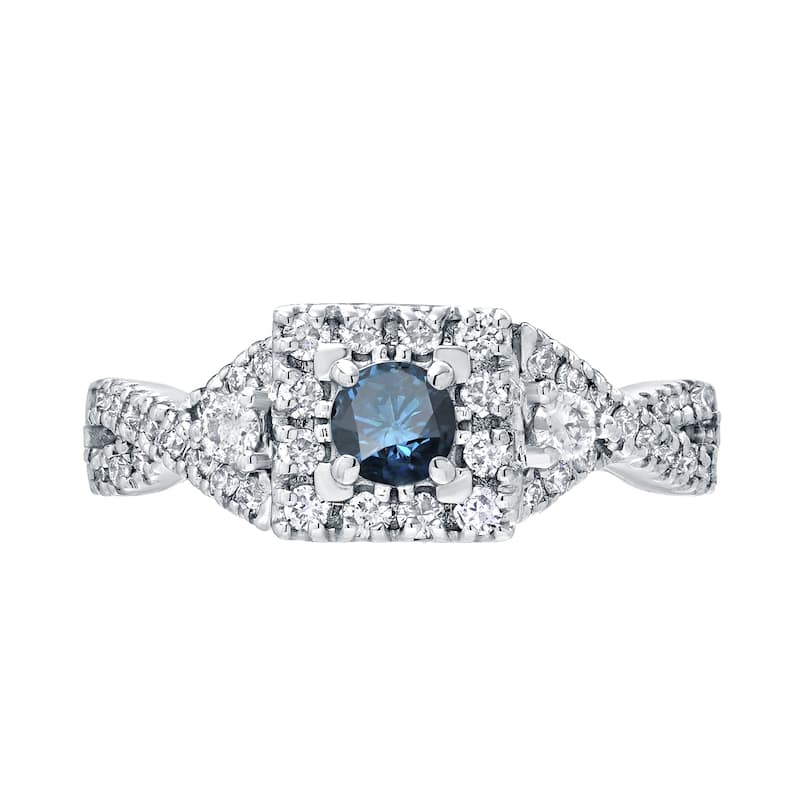 Auriya Vintage 4/6ct TW Blue Diamond Halo Engagement Ring 14K Gold