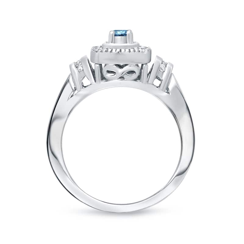 Auriya Modern Round 2/5ct TW Blue Diamond Halo Engagement Ring 14k Gold