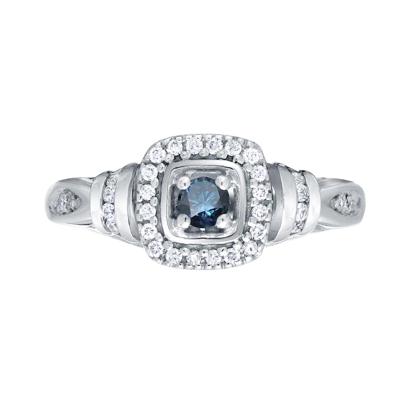 Auriya Modern Round 2/5ct TW Blue Diamond Halo Engagement Ring 14k Gold
