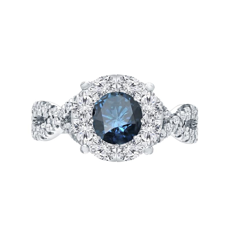 Auriya 1 carat TW Infinity Blue Diamond Halo Engagement Ring 14k Gold