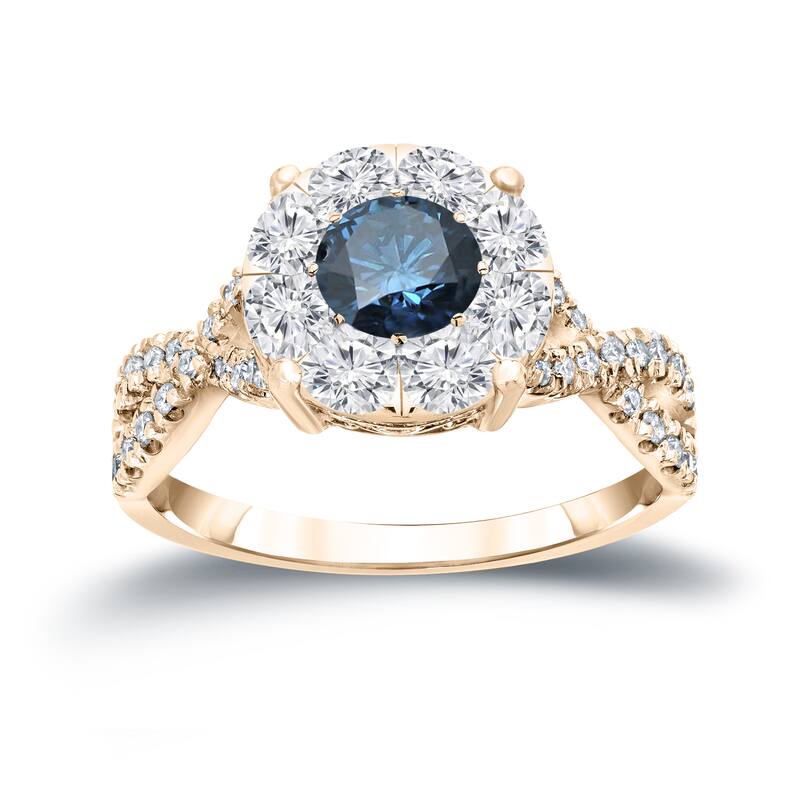 Auriya 1 carat TW Infinity Blue Diamond Halo Engagement Ring 14k Gold
