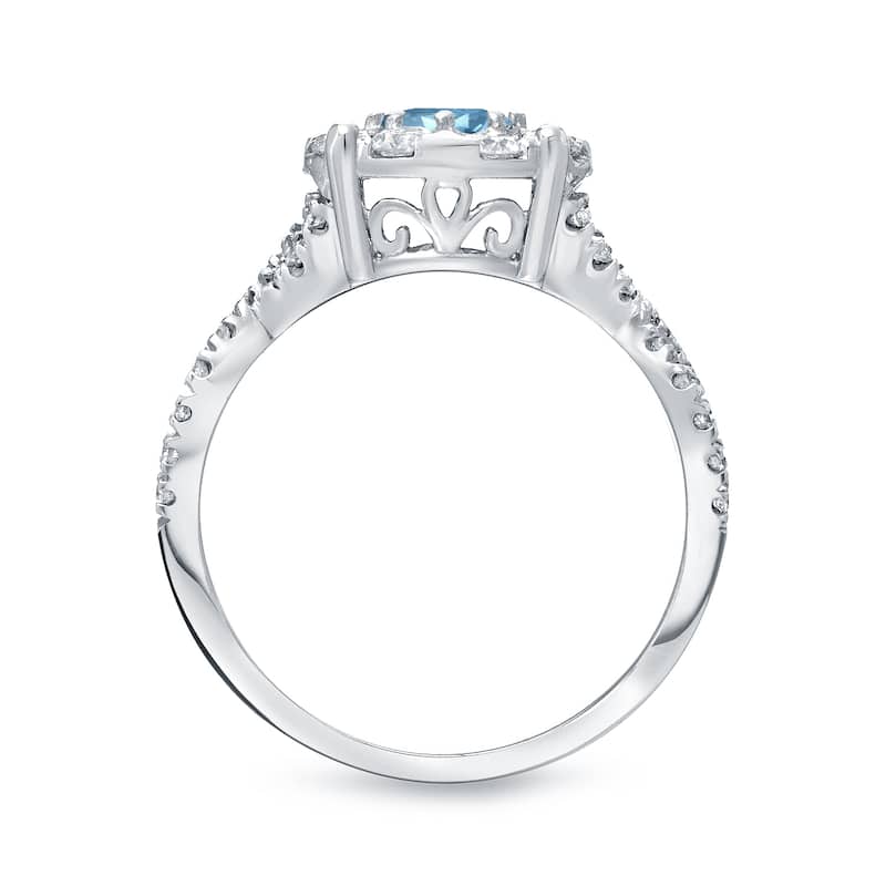 Auriya 1 carat TW Infinity Blue Diamond Halo Engagement Ring 14k Gold