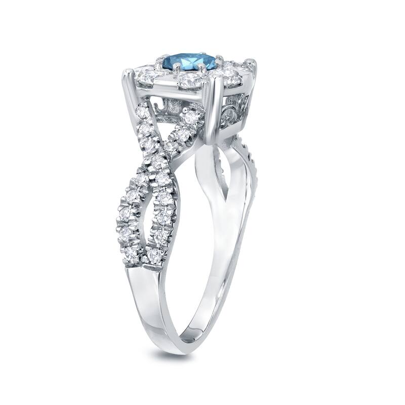 Auriya 1 carat TW Infinity Blue Diamond Halo Engagement Ring 14k Gold