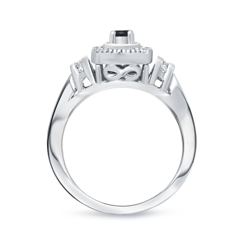 Auriya 1/2ctw Halo Black Diamond Engagement Ring and Wedding Band Set 14k Gold