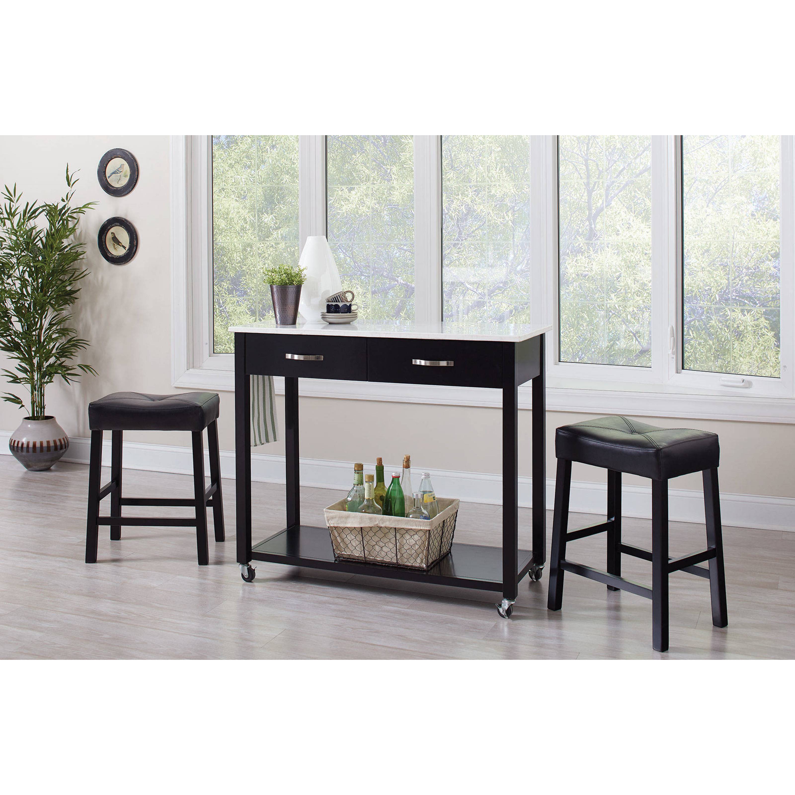Shop Casual 3 Piece Counter Height Kitchen Mobile Table Set With