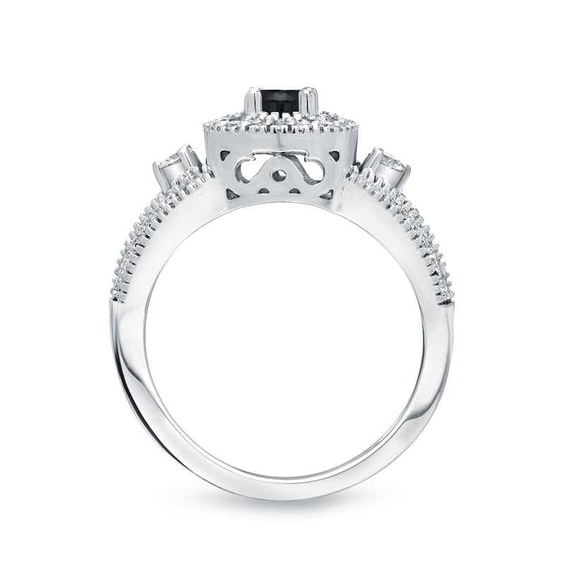Auriya Braided 3/4ctw Halo Black Diamond Engagement Ring Set 14k Gold