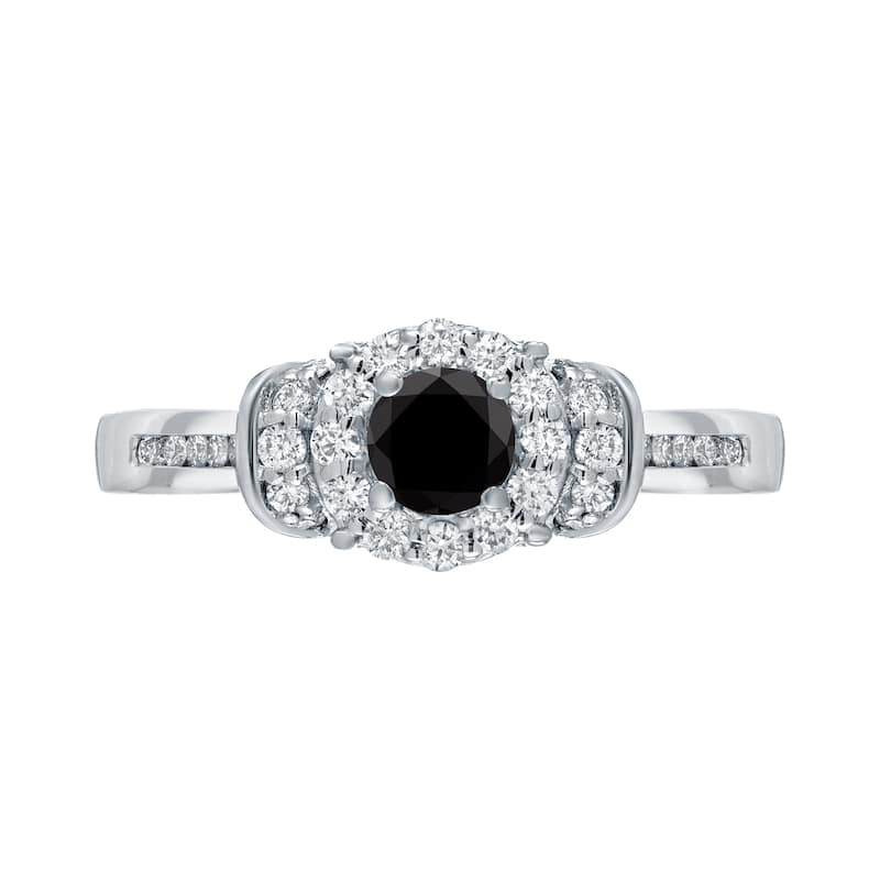 Auriya 14k Gold 1/2ctw Halo Black Diamond Engagement Ring (H-I, I1-I2)