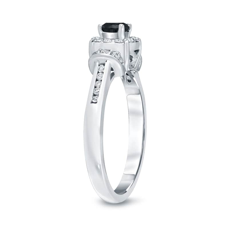 Auriya 14k Gold 1/2ctw Halo Black Diamond Engagement Ring (H-I, I1-I2)