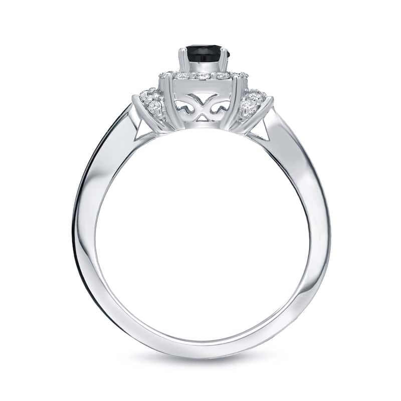 Auriya 14k Gold 1/2ctw Halo Black Diamond Engagement Ring (H-I, I1-I2)