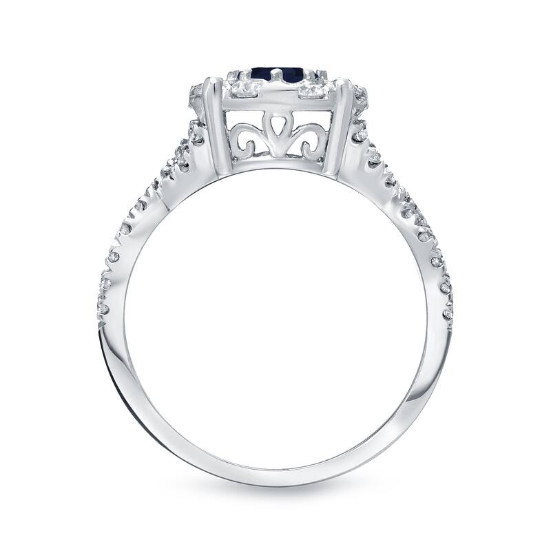 Auriya 1/3ct Blue Sapphire and 7/8ctw Braided Infinity Diamond Engagement Ring Set 14k Gold