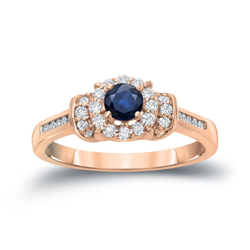 Auriya 1/4ct Blue Sapphire and 1/4ctw Diamond Engagement Ring Set 14k Gold