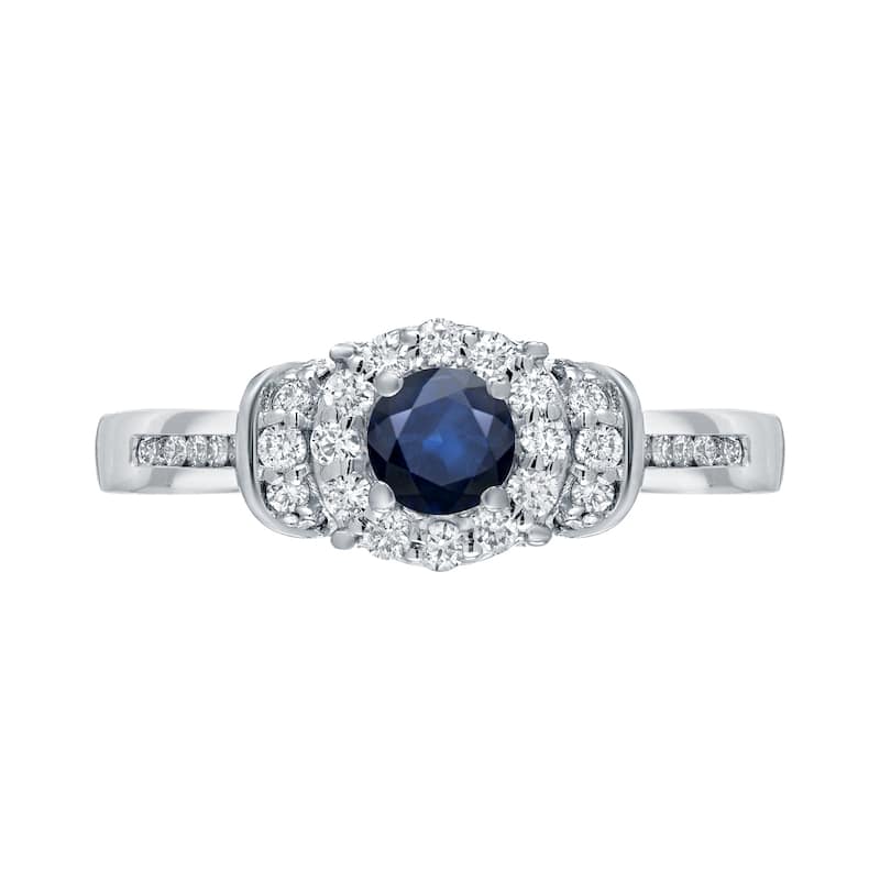 Auriya 1/4ct Blue Sapphire and 1/4ctw Diamond Engagement Ring Set 14k Gold