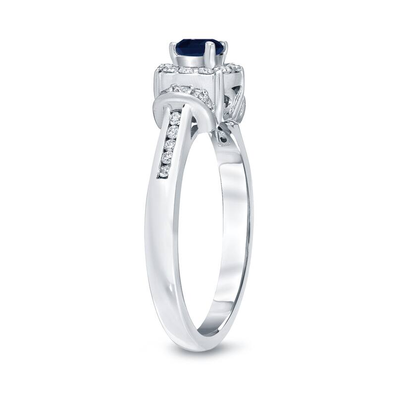 Auriya 1/4ct Blue Sapphire and 1/4ctw Diamond Engagement Ring Set 14k Gold