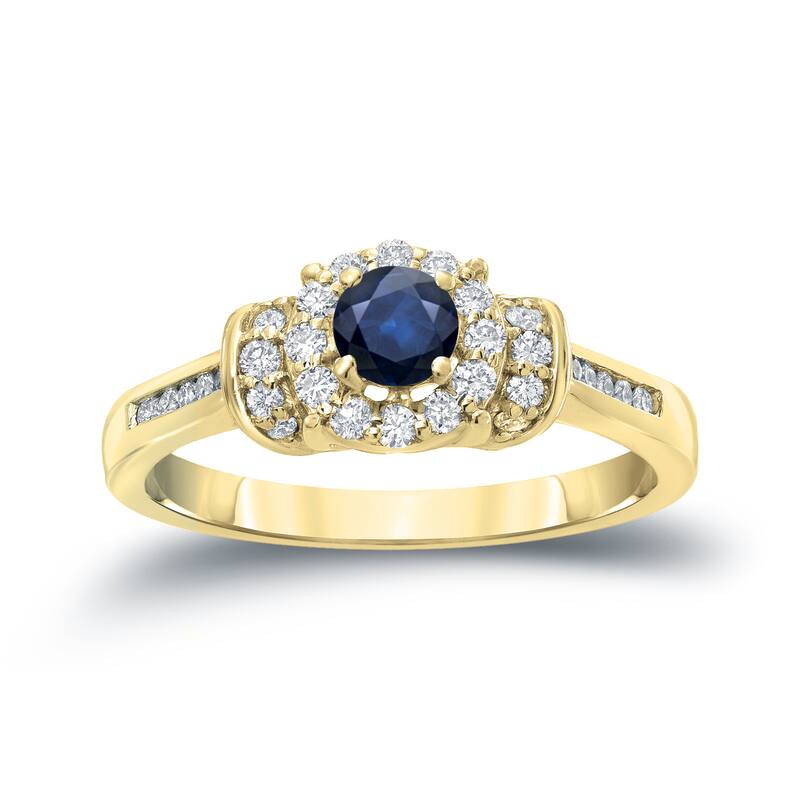Auriya 1/4ct Blue Sapphire and 1/4ctw Diamond Engagement Ring Set 14k Gold