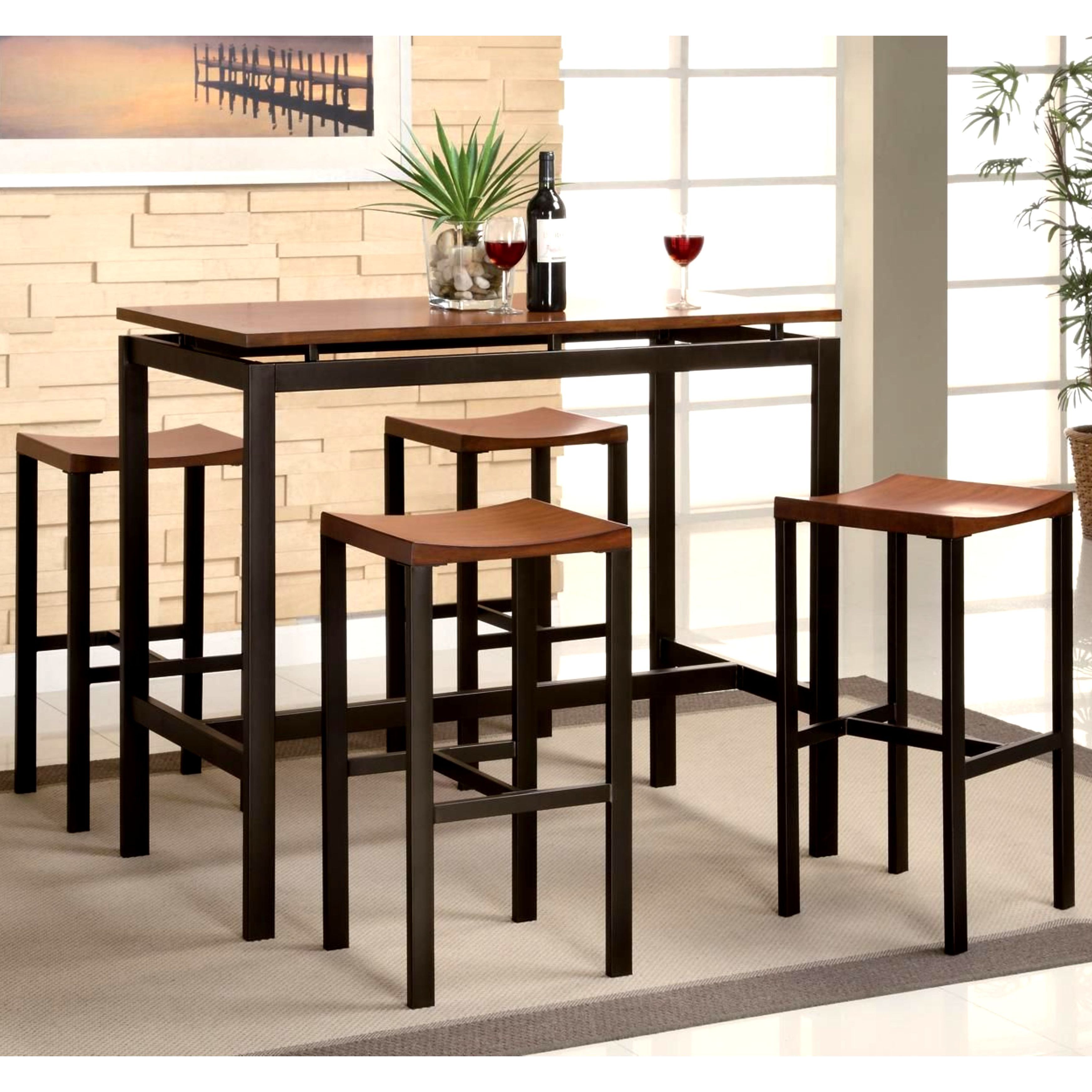 Shop Casual Brown Floating Top Design 5 Piece Bar Height Dining