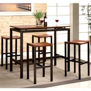 Bar Pub Table Sets For Less Casual Brown Floating Top Design 5 Piece Bar Height Dining Set