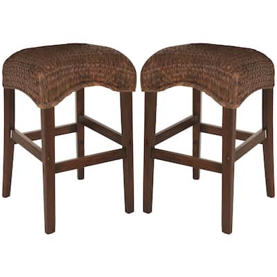 Montgomery Rattan Woven Backless Bar Stools (Set of 2)