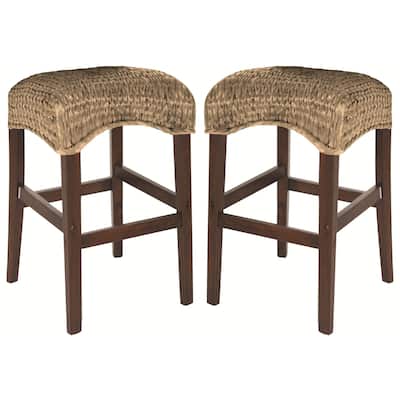 Montgomery Natural Rattan Woven Backless Bar Stools (Set of 2)