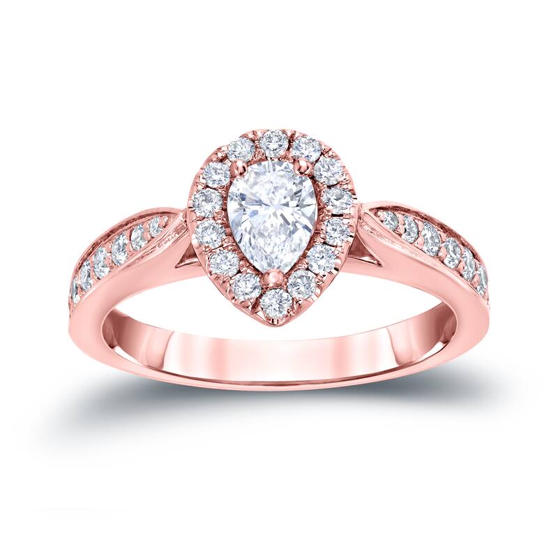 Auriya Pear Shaped Diamond Halo Engagement Ring 4/6ct TDW 14K Gold