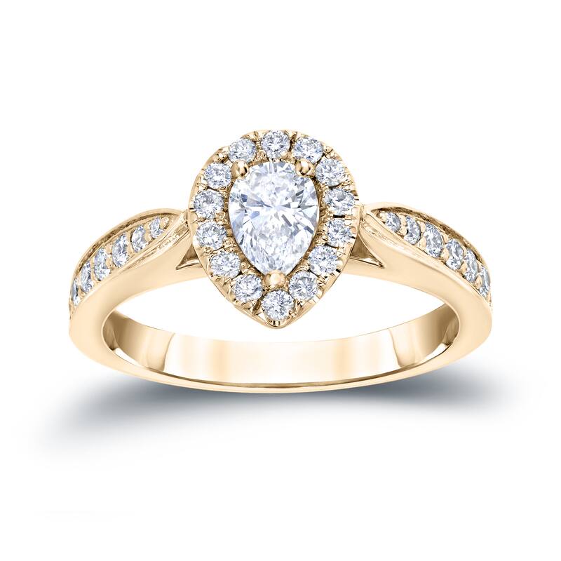 Auriya Pear Shaped Diamond Halo Engagement Ring 4/6ct TDW 14K Gold