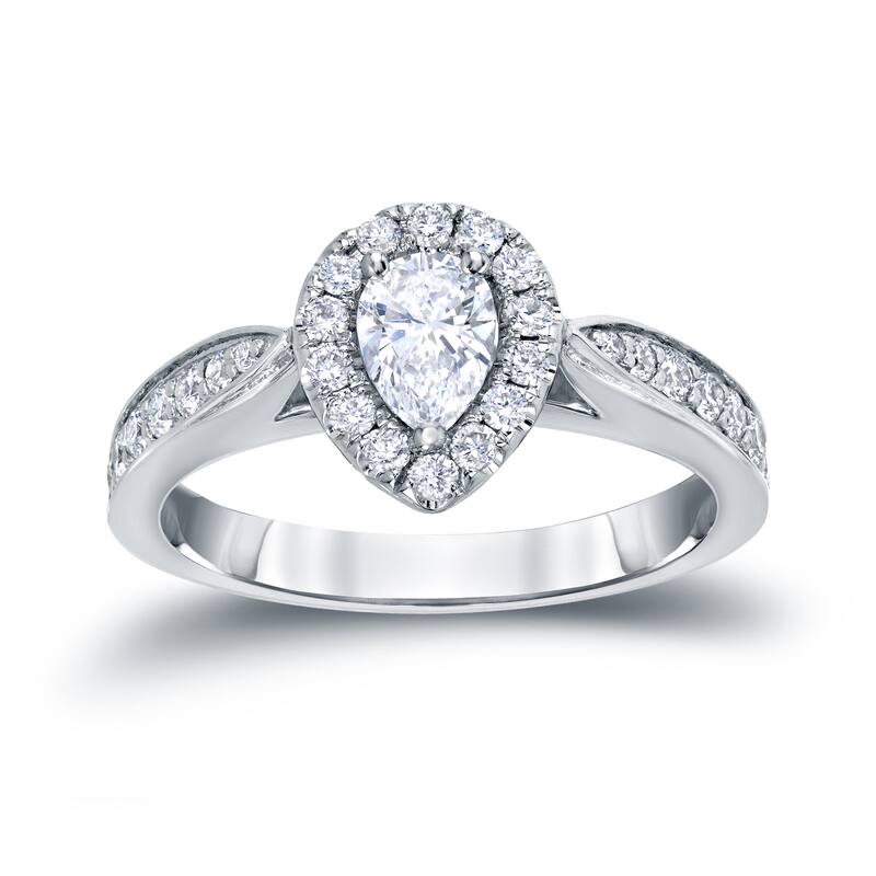 Auriya Pear Shaped Diamond Halo Engagement Ring 4/6ct TDW 14K Gold