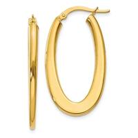 hoop oval earrings gold 14k polished yellow 2mm versil tapered