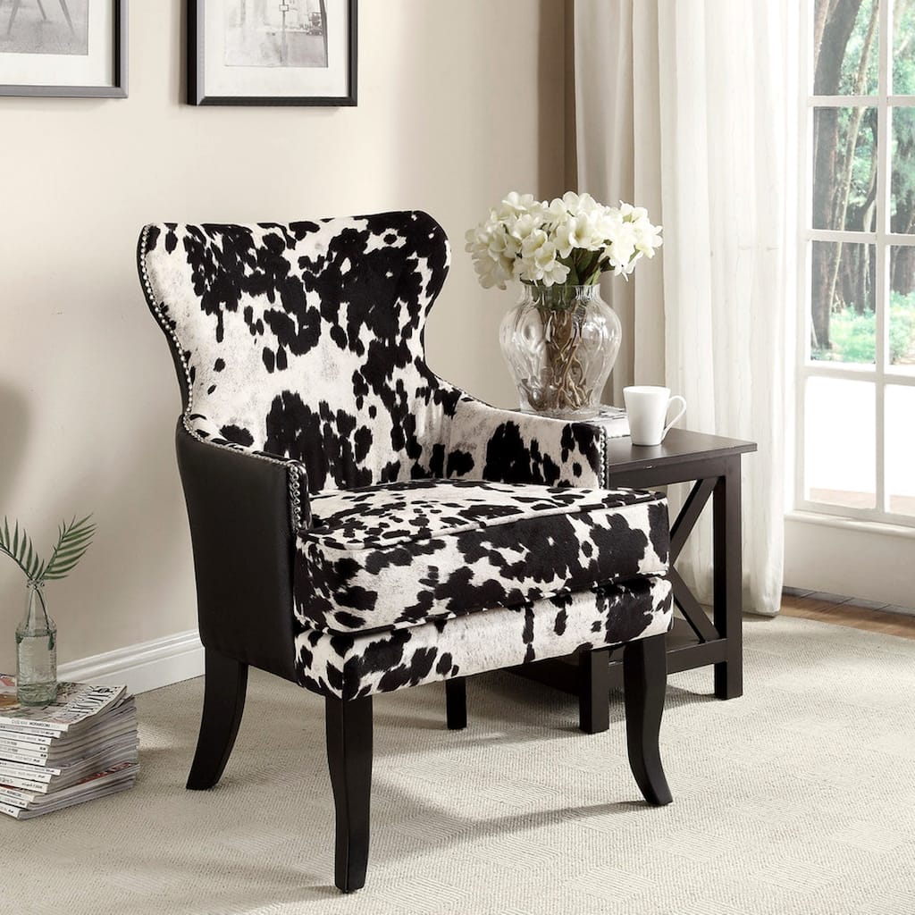 Chalina Cowhide Design Accent Chair with Nailhead Trim