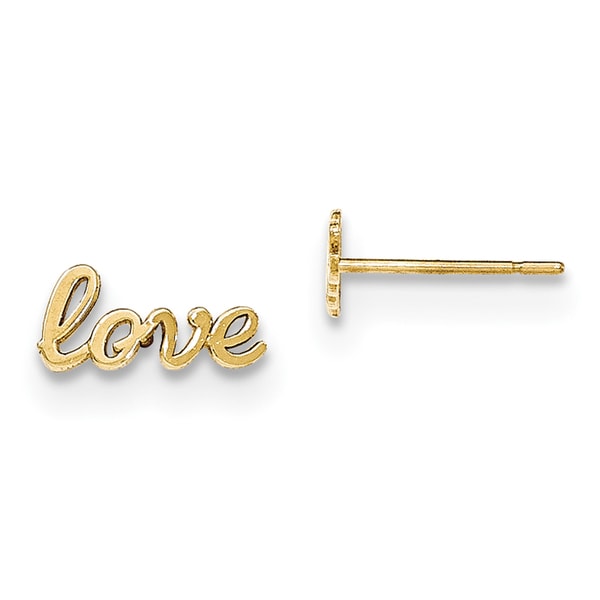 14 Karat Gold Polished Love Post Earrings On Free 14 Karat Gold Polished Love Post Earrings