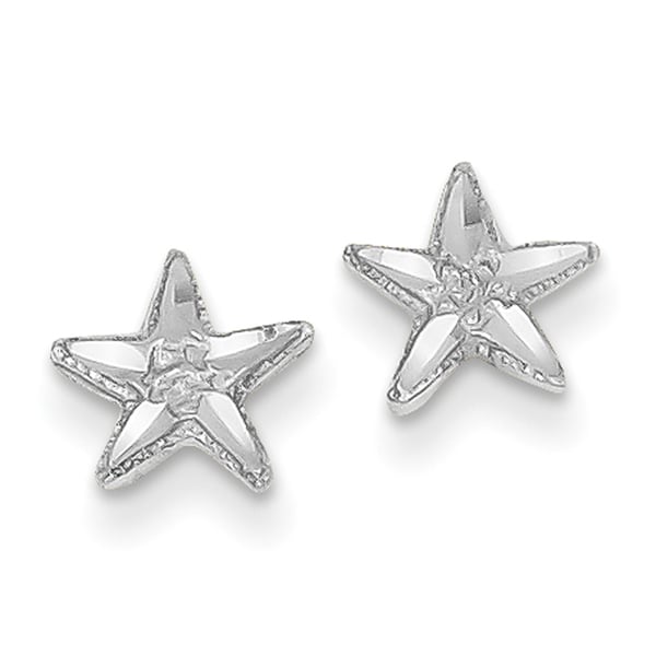 14 Karat White Gold Diamond Cut Starfish Earrings On 14 Karat White Gold Diamond Cut Starfish Earrings