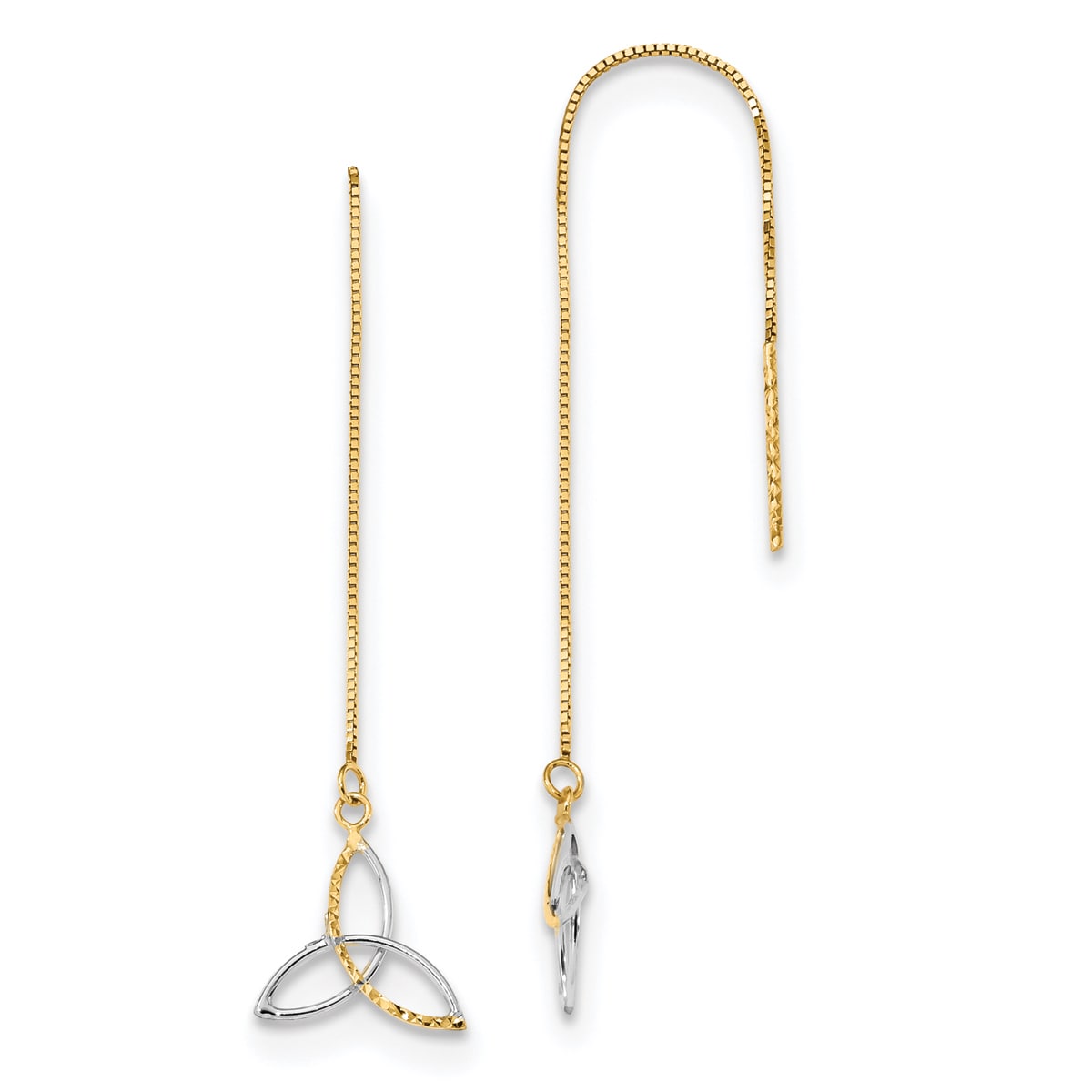 14kt Yellow Gold Polished Diamond-cut Spiral Threader Earrings