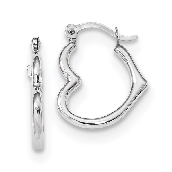 Versil 14 Karat White Gold Heart Shaped Hollow Hoop Versil 14 Karat White Gold Heart Shaped Hollow Hoop