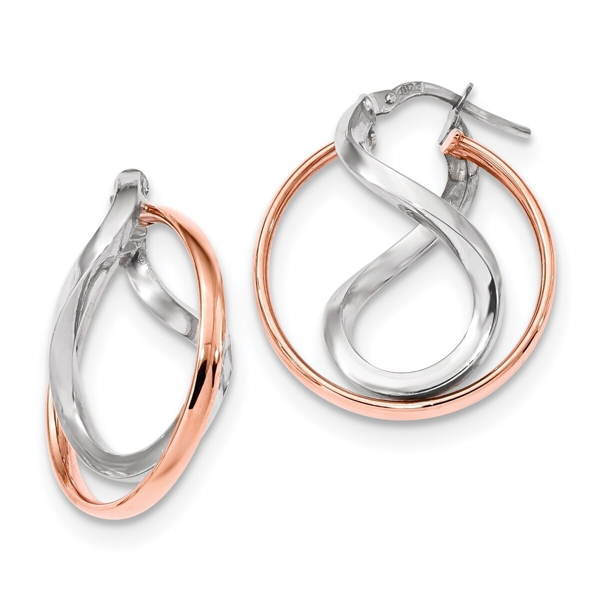 14K White and Rose Gold Polished Fancy Hoop Earrings by Modern ...