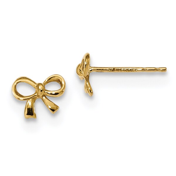 14 Karat Gold Polished Bow Post Earrings On Free 14 Karat Gold Polished Bow Post Earrings