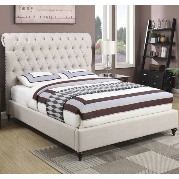 Shop Modern Design Upholstered Bed with Diamond Button Tufted Headboard ...