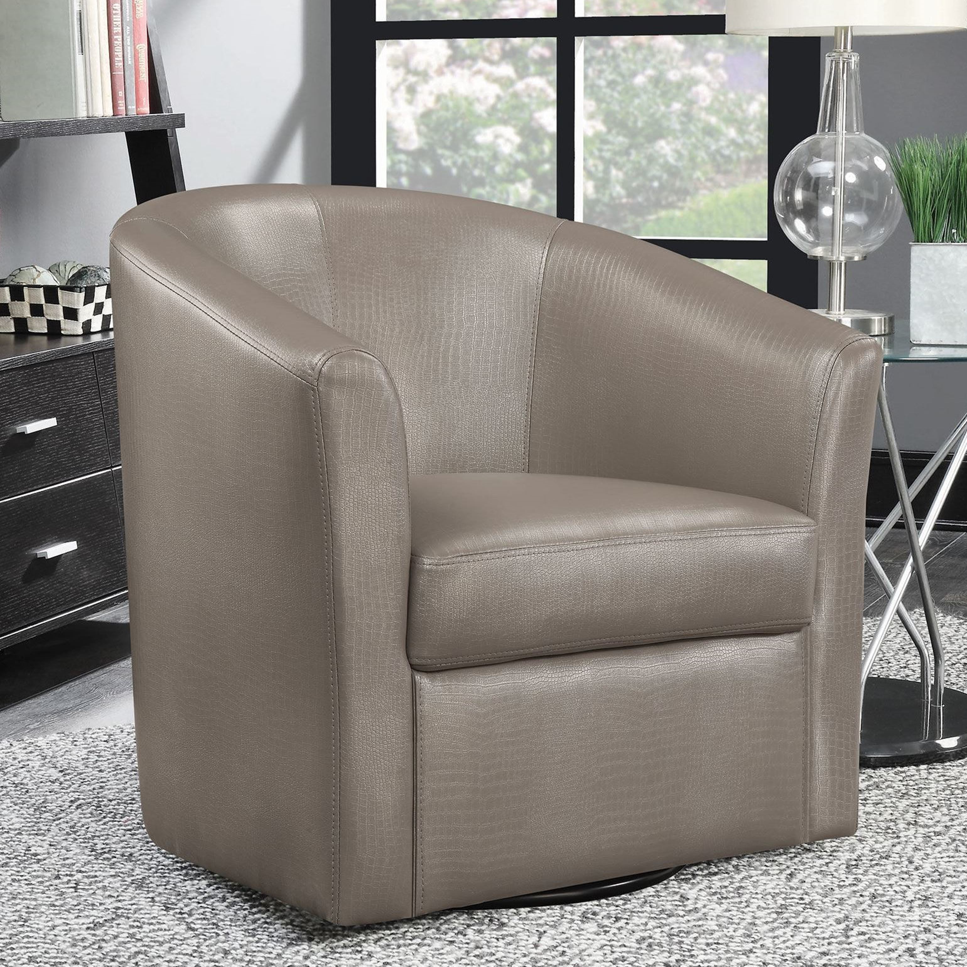 contemporary living room swivel barrel style accent chair