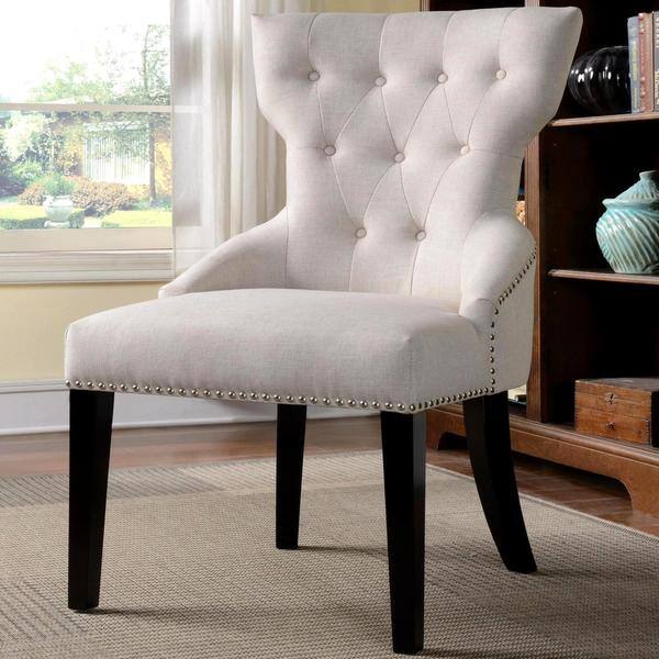 Decorative Wingback Design Button Tufted Chair with Nailhead Trim - Bed ...
