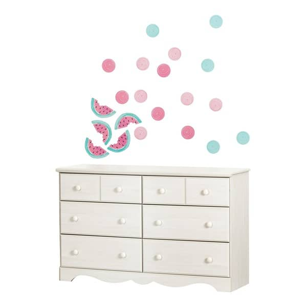 Shop South Shore Summer Breeze Pure White And Pink 6 Drawer Double