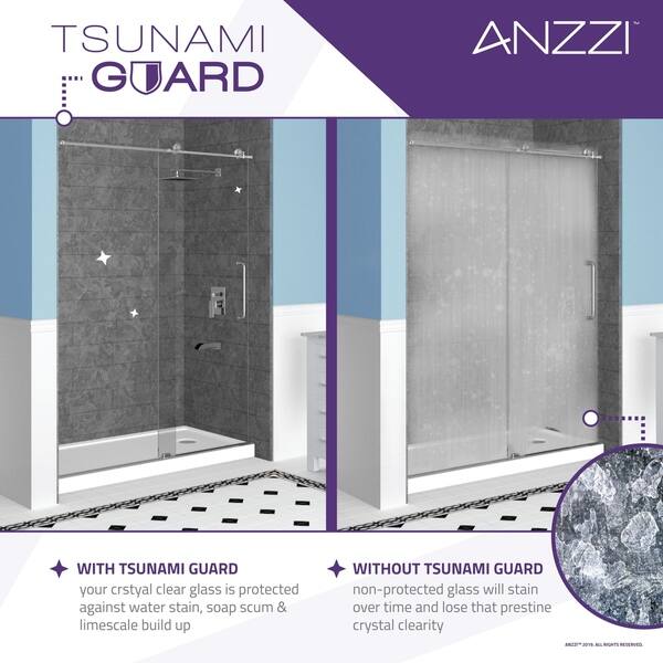 Shop Anzzi Consort 58 5 X 72 Frameless Hinged Alcove Shower Door