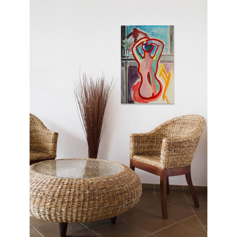 'Seated Figure' Painting Print on Wrapped Canvas - Multi-Color