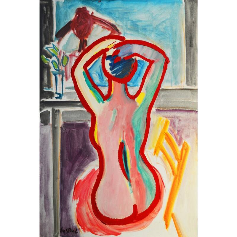 'Seated Figure' Painting Print on Wrapped Canvas - Multi-Color