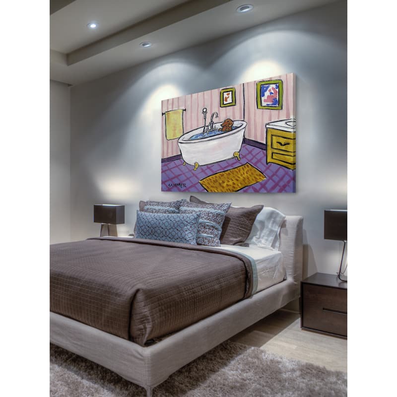'Dachshund Bath' Painting Print on Wrapped Canvas - Multi-Color