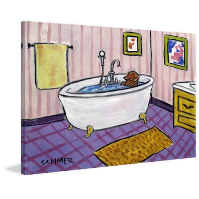 'Dachshund Bath' Painting Print on Wrapped Canvas - Multi-Color