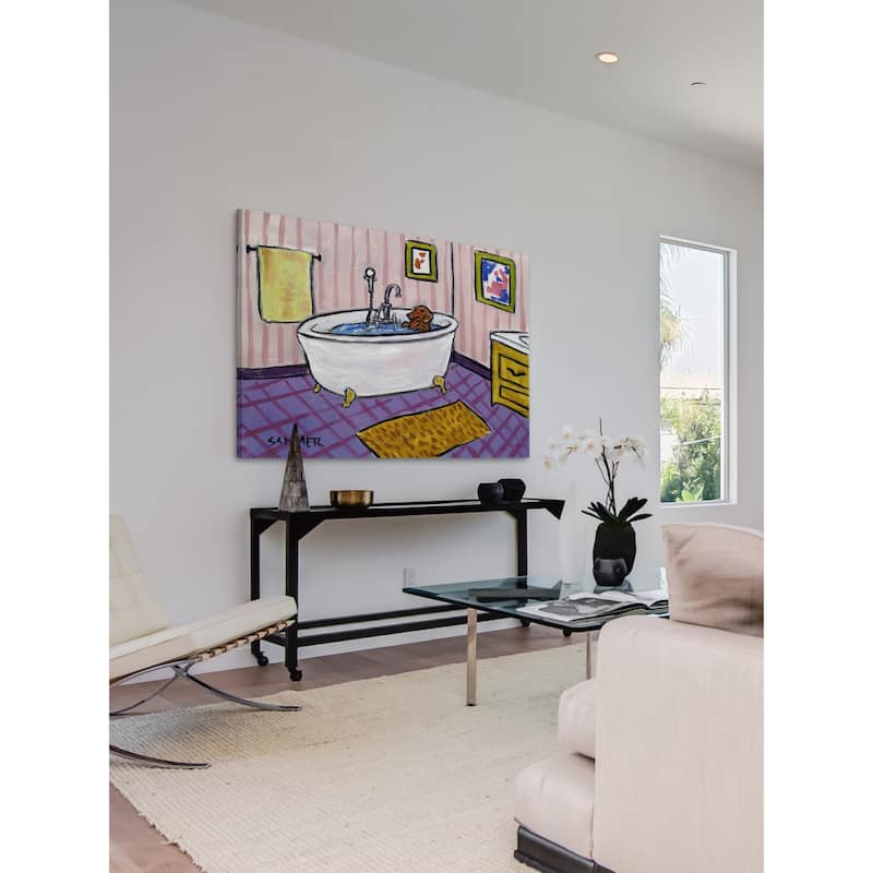 'Dachshund Bath' Painting Print on Wrapped Canvas - Multi-Color