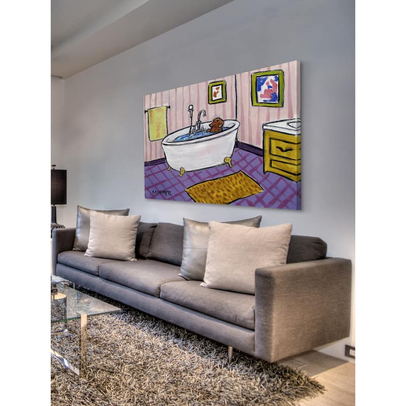 'Dachshund Bath' Painting Print on Wrapped Canvas - Multi-Color