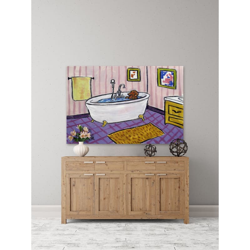 'Dachshund Bath' Painting Print on Wrapped Canvas - Multi-Color