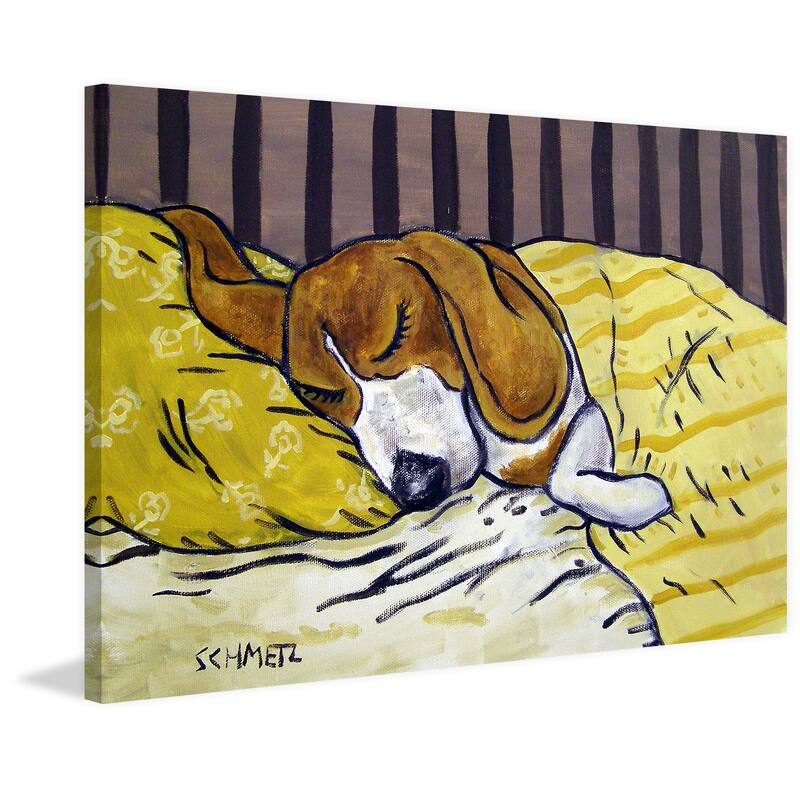'Beagle Sleeping' Painting Print on Wrapped Canvas - Multi-Color