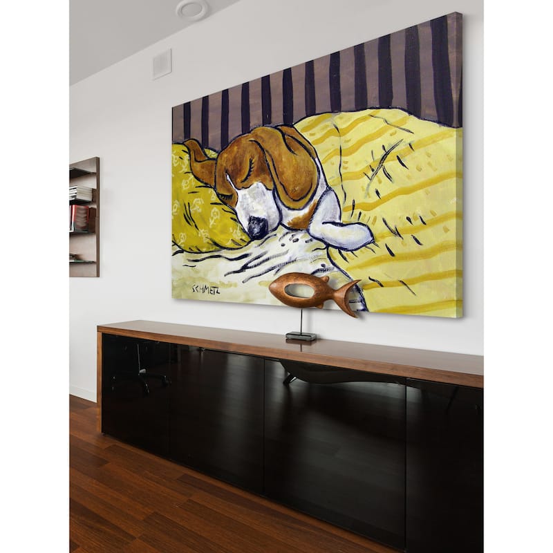 'Beagle Sleeping' Painting Print on Wrapped Canvas - Multi-Color