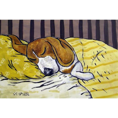 'Beagle Sleeping' Painting Print on Wrapped Canvas - Multi-Color