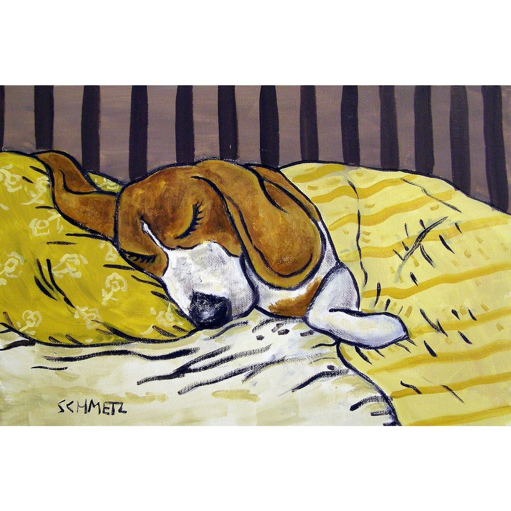 'Beagle Sleeping' Painting Print on Wrapped Canvas - Multi-Color