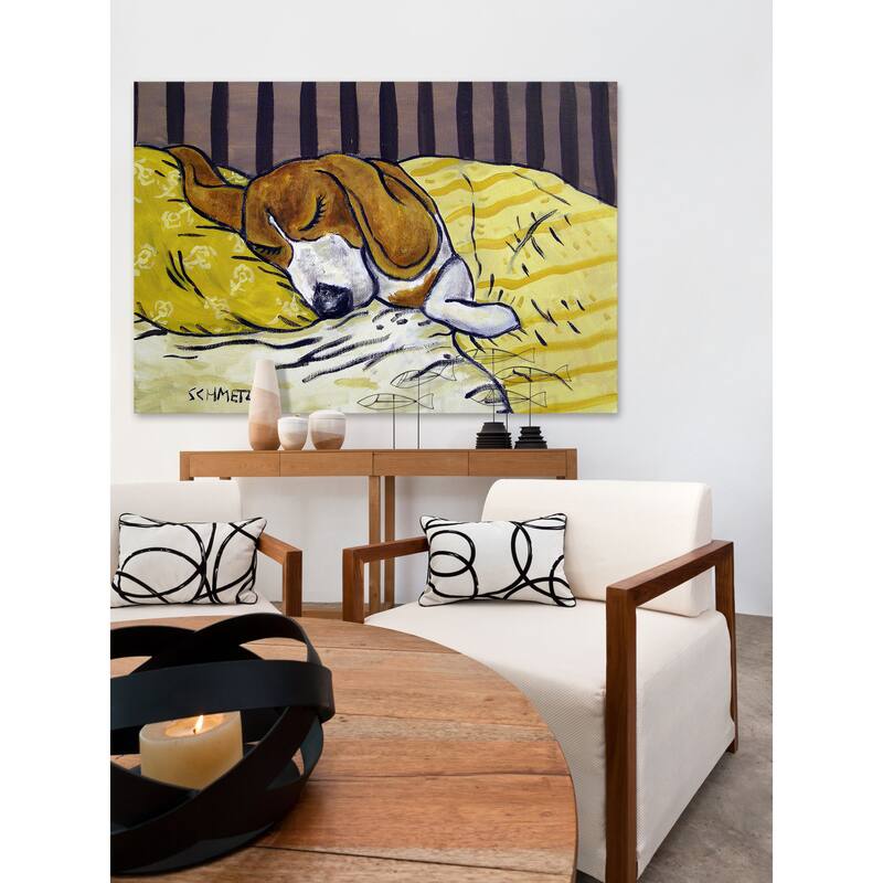 'Beagle Sleeping' Painting Print on Wrapped Canvas - Multi-Color